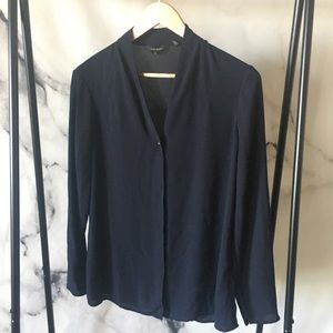 Ted Baker Navy Button Down Sheer Top - Size 4 (10)